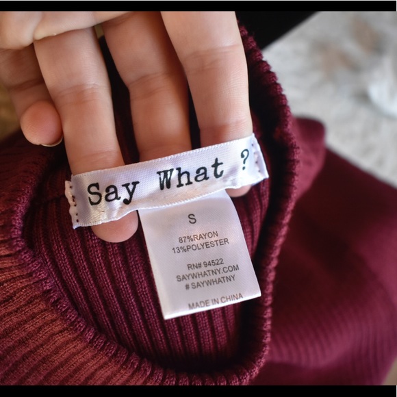 3/4 Sleeve Maroon Turtleneck Sweater Blouse - Picture 3 of 5